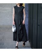 【ドゥクラッセ/DoCLASSE】のリネンタッチストライプ・アシメワンピース ミッドナイトパターン|ID:prp329100004571954