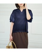 【ドゥクラッセ/DoCLASSE】のカノコレーヨン・フレア二重袖トップス ネイビー|ID:prp329100004571957