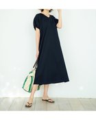 【ドゥクラッセ/DoCLASSE】のコットンスムース・ギャザー袖Aラインワンピ ネイビー|ID:prp329100004571958