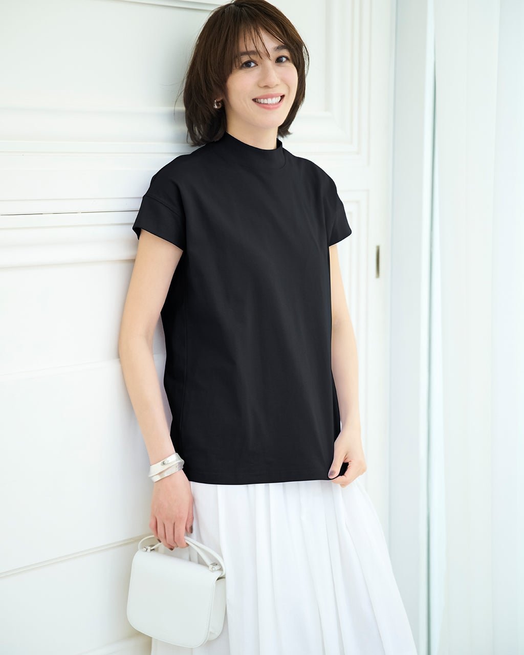 【ドゥクラッセ/DoCLASSE】の高密度シルコットン・リブ切替えデザインT インテリア・キッズ・メンズ・レディースファッション・服の通販 founy(ファニー) 　ファッション　Fashion　レディースファッション　Fashion for Women　トップス・カットソー　Cut & Sew Tops　シャツ・ブラウス・オフィスカジュアル　Elegant Blouses & Button-Ups　ロングTシャツ・Tシャツ　Longline T-Shirts & Tees　カットソー・ベーシックTシャツ　Cut-and-Sewn Tops / Stretch Tees & Basics　カットソー　Cut and Sewn Top　フォルム　Silhouette, Form　ボックス　Boxy, Box Shape　夏　Summer　ブラック|ID: prp329100004571964 ipo3291000000035894540