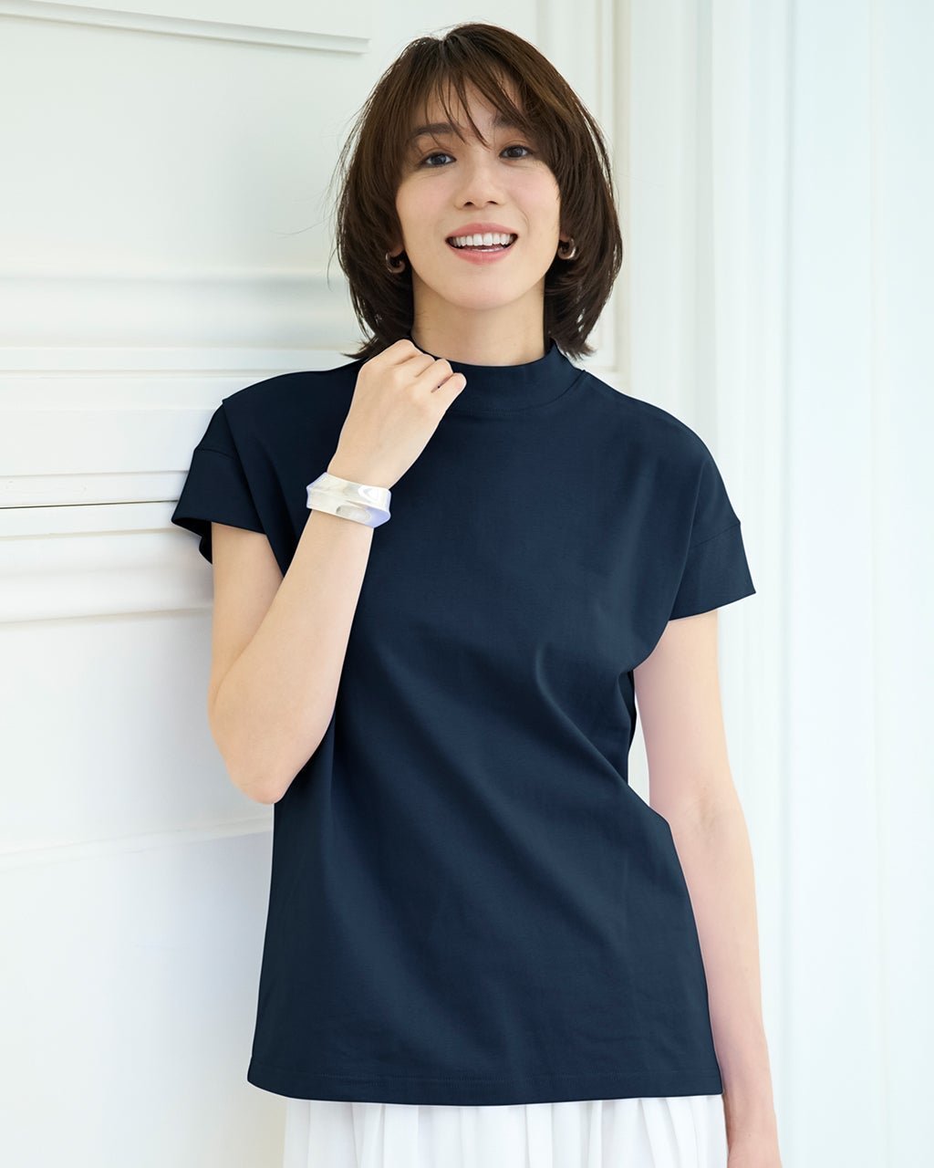 【ドゥクラッセ/DoCLASSE】の高密度シルコットン・リブ切替えデザインT インテリア・キッズ・メンズ・レディースファッション・服の通販 founy(ファニー) 　ファッション　Fashion　レディースファッション　Fashion for Women　トップス・カットソー　Cut & Sew Tops　シャツ・ブラウス・オフィスカジュアル　Elegant Blouses & Button-Ups　ロングTシャツ・Tシャツ　Longline T-Shirts & Tees　カットソー・ベーシックTシャツ　Cut-and-Sewn Tops / Stretch Tees & Basics　カットソー　Cut and Sewn Top　フォルム　Silhouette, Form　ボックス　Boxy, Box Shape　夏　Summer　ミッドナイトブルー|ID: prp329100004571964 ipo3291000000035894548