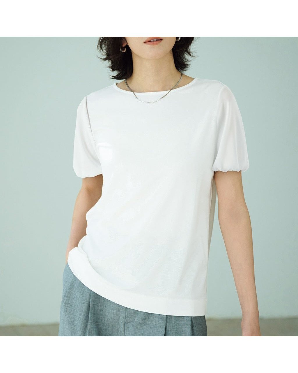 【ドゥクラッセ/DoCLASSE】の異素材ミックス・シアースリーブカットソー 人気、トレンドファッション・服の通販 founy(ファニー) 　ファッション　Fashion　レディースファッション　WOMEN　トップス・カットソー　Tops/Tshirt　シャツ/ブラウス　Shirts/Blouses　ロング / Tシャツ　T-Shirts　カットソー　Cut and Sewn　NEW・新作・新着・新入荷　New Arrivals　カットソー　Cut And Sew　ジョーゼット　Georgette　エレガント 上品　Elegant　鹿の子　Pique　 other-1|ID: prp329100004571965 ipo3291000000032352447