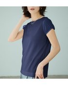【ドゥクラッセ/DoCLASSE】の異素材ミックス・シアースリーブカットソー ネイビー|ID:prp329100004571965