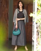 【ドゥクラッセ/DoCLASSE】の異素材コンビ・ノースリーブワンピース チャコール|ID: prp329100004571971 ipo3291000000035894557