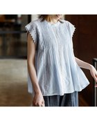 【ドゥクラッセ/DoCLASSE】のコットン混ボイル・ピンタックレースブラウス アイスブルー|ID:prp329100004571973