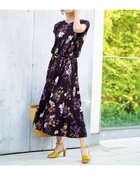 【ドゥクラッセ/DoCLASSE】のUVスラブ・プリーツ切替ワンピース パープル・パターン|ID:prp329100004571980
