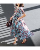 【ドゥクラッセ/DoCLASSE】のボタニカルプリント・カシュクールワンピース ブラウンパターン|ID:prp329100004571992