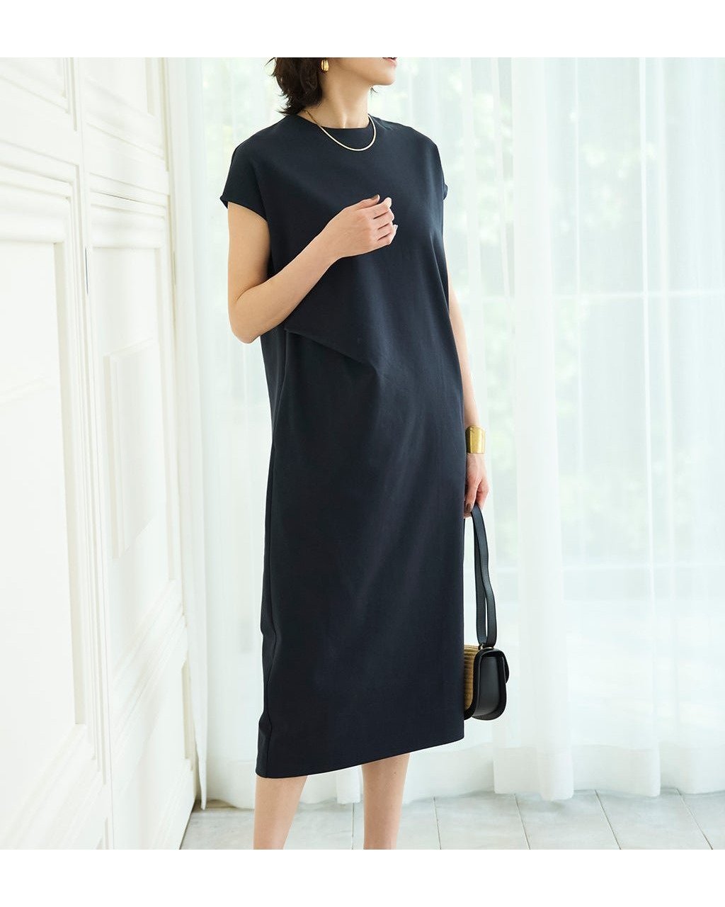 【ドゥクラッセ/DoCLASSE】のコットンポンチ・アシメタックワンピース インテリア・キッズ・メンズ・レディースファッション・服の通販 founy(ファニー) 　ファッション　Fashion　レディースファッション　WOMEN　ワンピース　Dress　NEW・新作・新着・新入荷　New Arrivals　エレガント 上品　Elegant　カットソー　Cut And Sew　ストレッチ　Stretch　ミッドナイトブルー|ID: prp329100004572000 ipo3291000000032352721