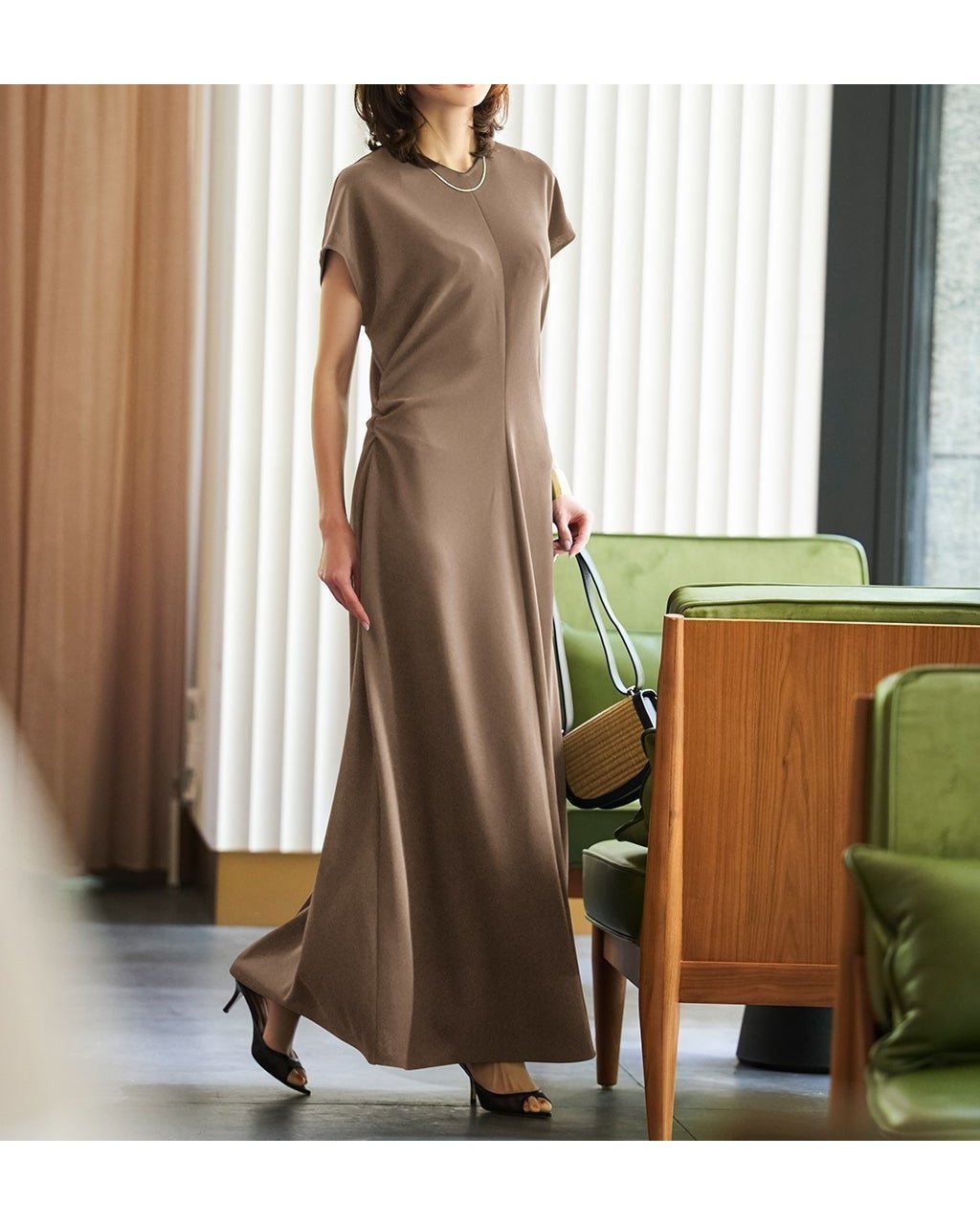 【ドゥクラッセ/DoCLASSE】のストレッチジョーゼット・Aラインワンピース インテリア・キッズ・メンズ・レディースファッション・服の通販 founy(ファニー) 　ファッション　Fashion　レディースファッション　WOMEN　ワンピース　Dress　Aラインワンピース　A-line Dress　NEW・新作・新着・新入荷　New Arrivals　ギャザー　Gather　シンプル　Simple　ジョーゼット　Georgette　ストレッチ　Stretch　スリム　Slim　セットアップ　Set Up　フレンチ　French　ロング　Long　エレガント 上品　Elegant　トープ|ID: prp329100004572001 ipo3291000000032352735