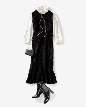 【ドゥクラッセ/DoCLASSE】 ツイーディニット・ワンピース人気、トレンドファッション・服の通販 founy(ファニー) ファッション Fashion レディースファッション Ladies' Fashion Online ワンピース Dress オケージョン Occasion ジャケット Jacket スマート Smart セットアップ Set Up タートル Turtle ツイード Tweed パーティ Party フォルム Form フリンジ Fringe エレガント 上品 Elegant |ID:prp329100004575804