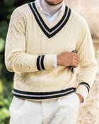 【ドゥクラッセ/DoCLASSE / MEN】のチルデンVネックセーター ホワイト・パターン|ID: prp329100004592538 ipo3291000000035798428