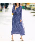 【ドゥクラッセ/DoCLASSE】のプリントシフォン・ラッフルワンピース ブルー・パターン|ID:prp329100004600856