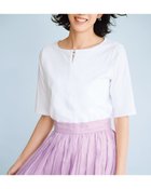 【ドゥクラッセ/DoCLASSE】のパールキーネック・5分袖/スーピマ・ドゥクラッセTシャツ ホワイト|ID:prp329100004600869