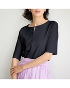 【ドゥクラッセ/DoCLASSE】のパールキーネック・5分袖/スーピマ・ドゥクラッセTシャツ ミッドナイトブルー|ID:prp329100004600869