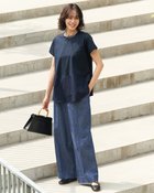 【ドゥクラッセ/DoCLASSE】の高密度シルコットン・異素材フレアトップス ミッドナイトブルー|ID: prp329100004600874 ipo3291000000035894619