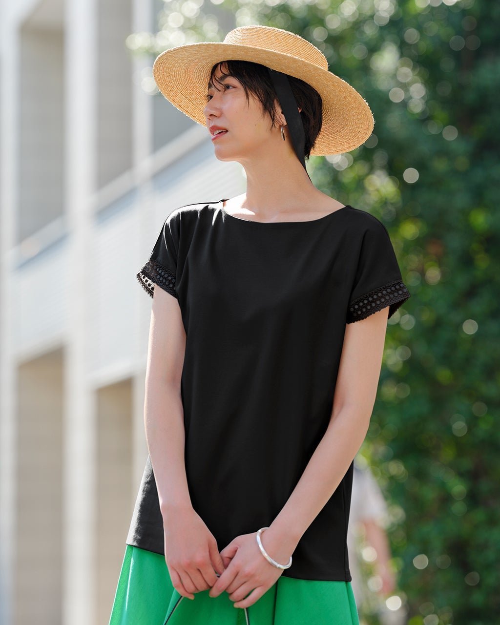 【ドゥクラッセ/DoCLASSE】のレースフレンチ袖/スーピマ・DoT インテリア・キッズ・メンズ・レディースファッション・服の通販 founy(ファニー) 　ファッション　Fashion　レディースファッション　Fashion for Women　トップス・カットソー　Cut & Sew Tops　シャツ・ブラウス・オフィスカジュアル　Elegant Blouses & Button-Ups　ロングTシャツ・Tシャツ　Longline T-Shirts & Tees　カットソー・ベーシックTシャツ　Cut-and-Sewn Tops / Stretch Tees & Basics　インナー　Innerwear　カットソー　Cut and Sewn Top　シンプル　Simple, Minimal　ジャケット　Jacket, Outerwear　ダブル　Double, Double-Breasted　デニム　Denim, Jeans Material　定番　Standard, Basic Item　なめらか　Smooth, Silky Texture　パール　Pearl, Pearl Accent　フレンチ　French, French Style　フロント　Front, Front Design　ベーシック　Basic, Essential　半袖　Short Sleeve, Half Sleeve　レース　Lace, Lace Fabric　新作・新入荷　New Arrivals / New In　おすすめ　Recommended / Our Picks　夏　Summer　ビジネス 仕事 通勤　Business / Work / Commuting　ブラック|ID: prp329100004600876 ipo3291000000032711119