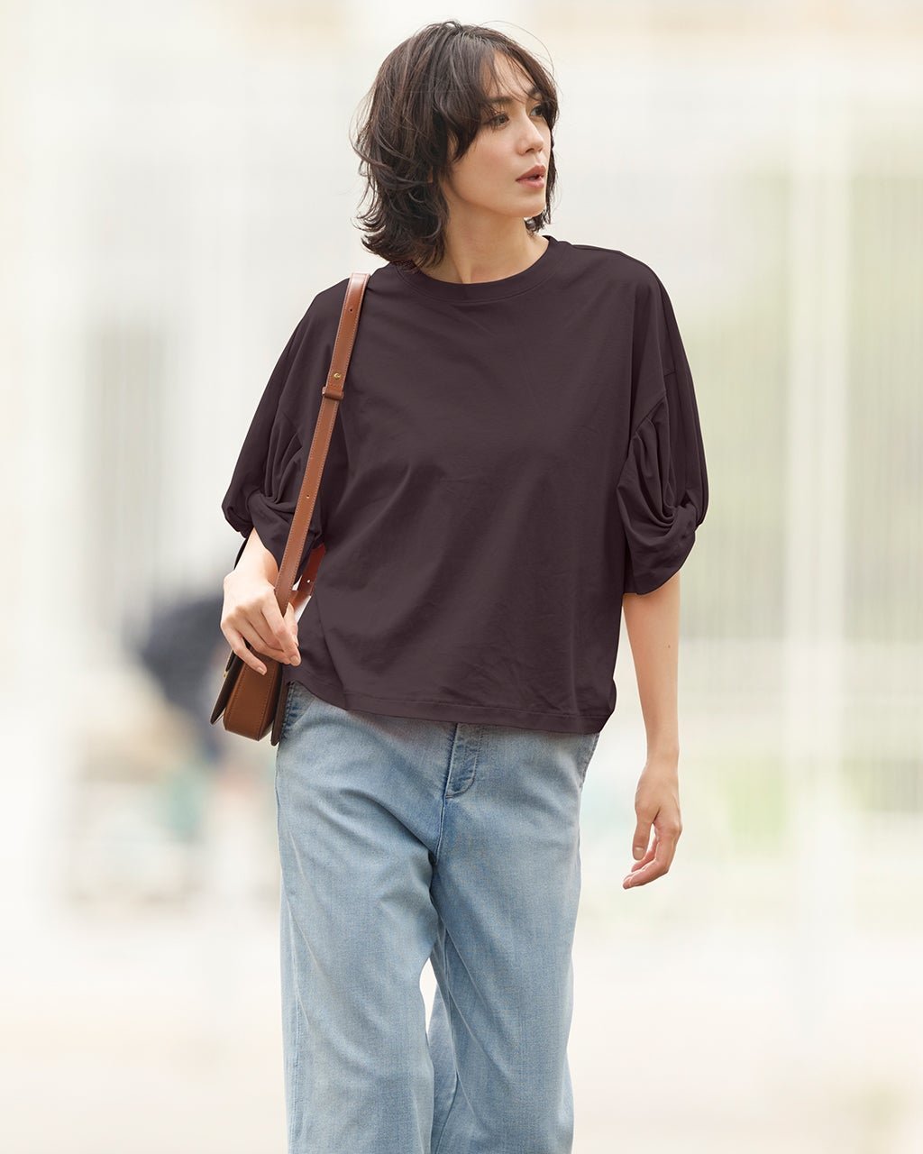 【ドゥクラッセ/DoCLASSE】のスーピマT・ツイストギャザースリーブ インテリア・キッズ・メンズ・レディースファッション・服の通販 founy(ファニー) 　ファッション　Fashion　レディースファッション　Fashion for Women　トップス・カットソー　Cut & Sew Tops　シャツ・ブラウス・オフィスカジュアル　Elegant Blouses & Button-Ups　ロングTシャツ・Tシャツ　Longline T-Shirts & Tees　カットソー・ベーシックTシャツ　Cut-and-Sewn Tops / Stretch Tees & Basics　インナー　Innerwear　カットソー　Cut and Sewn Top　シルク　Silk, 100% Silk　シンプル　Simple, Minimal　ジャケット　Jacket, Outerwear　スリーブ　Sleeve, Long Sleeve / Short Sleeve　スーピマ　Supima, Premium Cotton　ツイスト　Tweed, Tweed Fabric　デニム　Denim, Jeans Material　定番　Standard, Basic Item　なめらか　Smooth, Silky Texture　パール　Pearl, Pearl Accent　フェミニン　Feminine, Girly　プレミアム　Premium, High-End　ベーシック　Basic, Essential　ボトム　Bottoms, Lower Wear　半袖　Short Sleeve, Half Sleeve　新作・新入荷　New Arrivals / New In　おすすめ　Recommended / Our Picks　ビジネス 仕事 通勤　Business / Work / Commuting　ダークモカ|ID: prp329100004600878 ipo3291000000032711137