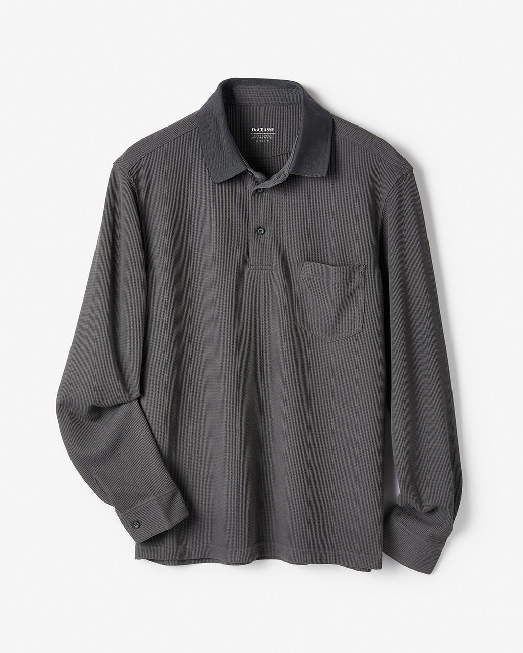 【ドゥクラッセ/DoCLASSE / MEN】の高性能アクティブ軽快ポロ 長袖 インテリア・キッズ・メンズ・レディースファッション・服の通販 founy(ファニー) 　ファッション　Fashion　メンズファッション　Fashion for Men　トップス・カットソー　Cut & Sew Tops　メンズシャツ　Shirts　ポロシャツ / きれいめカジュアルスタイル　Polo Shirts　新作・新入荷　New Arrivals / New In　カフス　Cuff Design　クール　Cool, Chic　ジャケット　Jacket, Outerwear　ポケット　Pocket, Pocket Detail　ポロシャツ　Polo Shirt, Collared Tee　メンズ　Men's, Menswear　エレガント 上品　Elegant　半袖　Short Sleeve, Half Sleeve　夏　Summer　長袖　Long Sleeve, Full Sleeve　チャコール|ID: prp329100004600879 ipo3291000000032711141