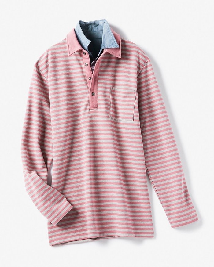 【ドゥクラッセ/DoCLASSE / MEN】のボーダーWフェイス・ダブルカラー インテリア・キッズ・メンズ・レディースファッション・服の通販 founy(ファニー) https://founy.com/ ファッション Fashion メンズファッション Fashion for Men トップス・カットソー Cut & Sew Tops メンズシャツ Shirts ポロシャツ / きれいめカジュアルスタイル Polo Shirts カットソー Cut and Sewn Top シャンブレー Chambray, Denim-Like Fabric ジャカード／ジャガード Jacquard, Woven Pattern ダブル Double, Double-Breasted フェイス Face, Facial Design ボーダー Border, Stripe メンズ Men's, Menswear 無地 Plain, Solid Color |ID: prp329100004626584 ipo3291000000033247877
