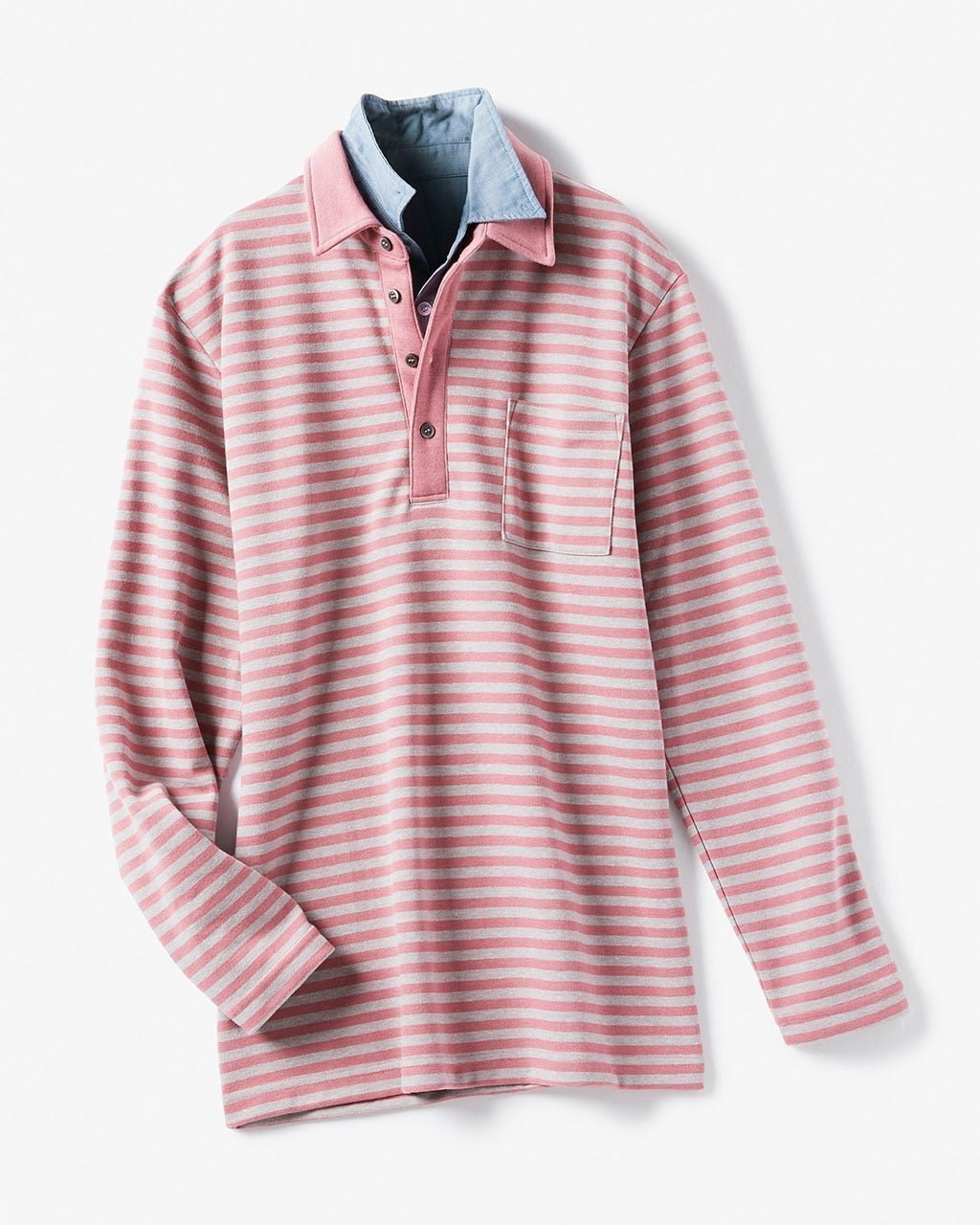 【ドゥクラッセ/DoCLASSE / MEN】のボーダーWフェイス・ダブルカラー 人気、トレンドファッション・服の通販 founy(ファニー) 　ファッション　Fashion　メンズファッション　Fashion for Men　トップス・カットソー　Cut & Sew Tops　メンズシャツ　Shirts　ポロシャツ / きれいめカジュアルスタイル　Polo Shirts　カットソー　Cut and Sewn Top　シャンブレー　Chambray, Denim-Like Fabric　ジャカード／ジャガード　Jacquard, Woven Pattern　ダブル　Double, Double-Breasted　フェイス　Face, Facial Design　ボーダー　Border, Stripe　メンズ　Men's, Menswear　無地　Plain, Solid Color　 other-1|ID: prp329100004626584 ipo3291000000033247877