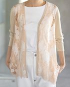 【ドゥクラッセ/DoCLASSE】のレース切替え・スカラップカーディガン ベージュ&times;オレンジ|ID: prp329100004626592 ipo3291000000033247914