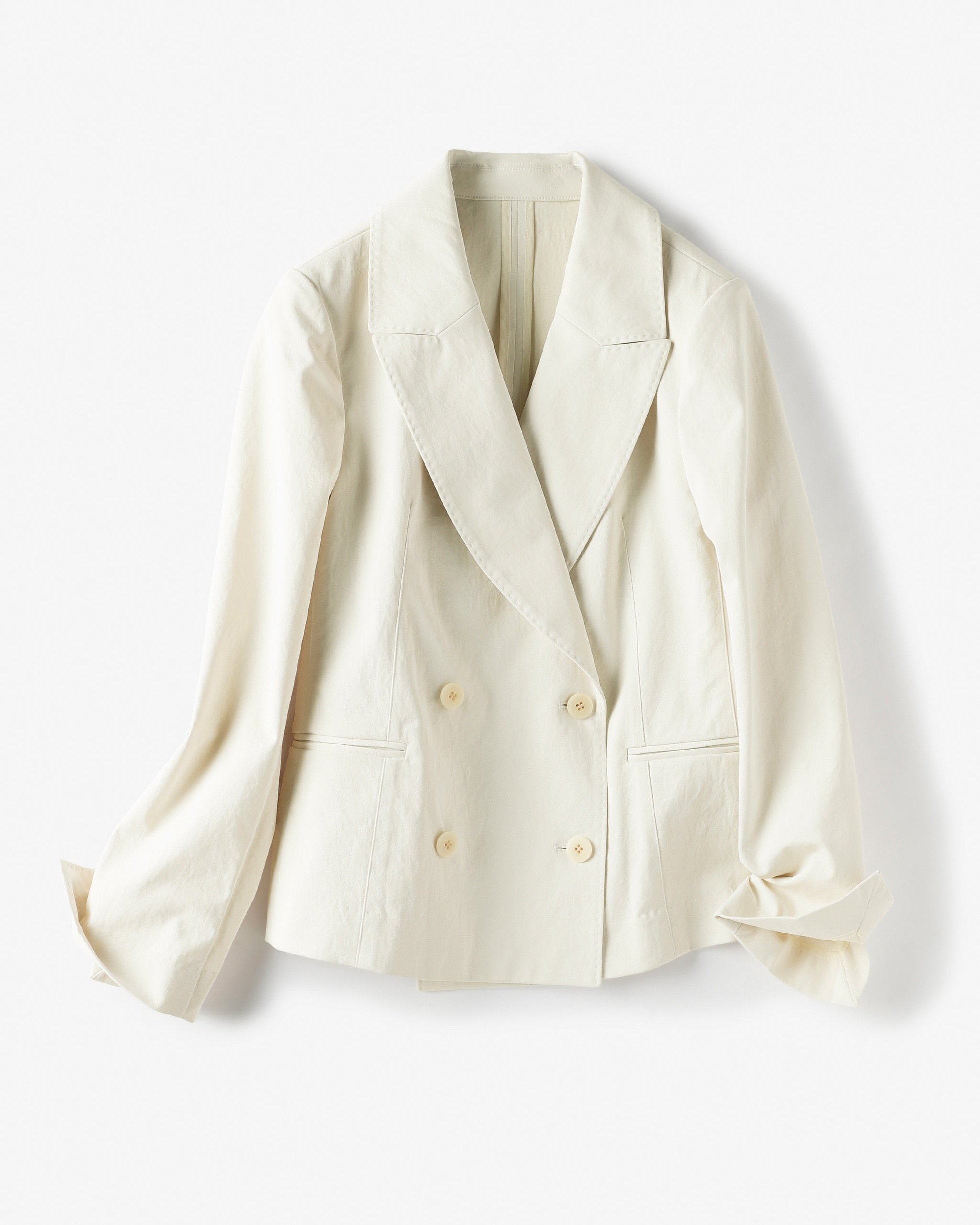 【ドゥクラッセ/DoCLASSE】のエアリーラチネ・ダブルジャケット インテリア・キッズ・メンズ・レディースファッション・服の通販 founy(ファニー) 　ファッション　Fashion　レディースファッション　Fashion for Women　アウター　Coat / Outerwear Collection　レディースジャケット・軽アウター　Jackets　エレガント 上品　Elegant　ジャケット　Jacket, Outerwear　ダブル　Double, Double-Breasted　バランス　Balance, Style Balance　オフホワイト|ID: prp329100004628635 ipo3291000000033358341
