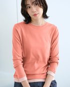 【ドゥクラッセ/DoCLASSE】のコットンガーゼ・配色クルーネック/8分袖 コーラル|ID: prp329100004632982 ipo3291000000033431284