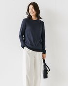 【ドゥクラッセ/DoCLASSE】のコットンガーゼ・配色クルーネック/8分袖 ミッドナイトブルー|ID: prp329100004632982 ipo3291000000033431289
