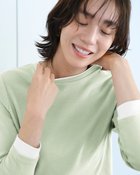 【ドゥクラッセ/DoCLASSE】のコットンガーゼ・配色クルーネック/8分袖 ペールグリーン|ID: prp329100004632982 ipo3291000000033431290