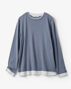 【ドゥクラッセ/DoCLASSE】のコットンガーゼ・配色クルーネック/長袖 ブルーグレー|ID: prp329100004632982 ipo3291000000035993424