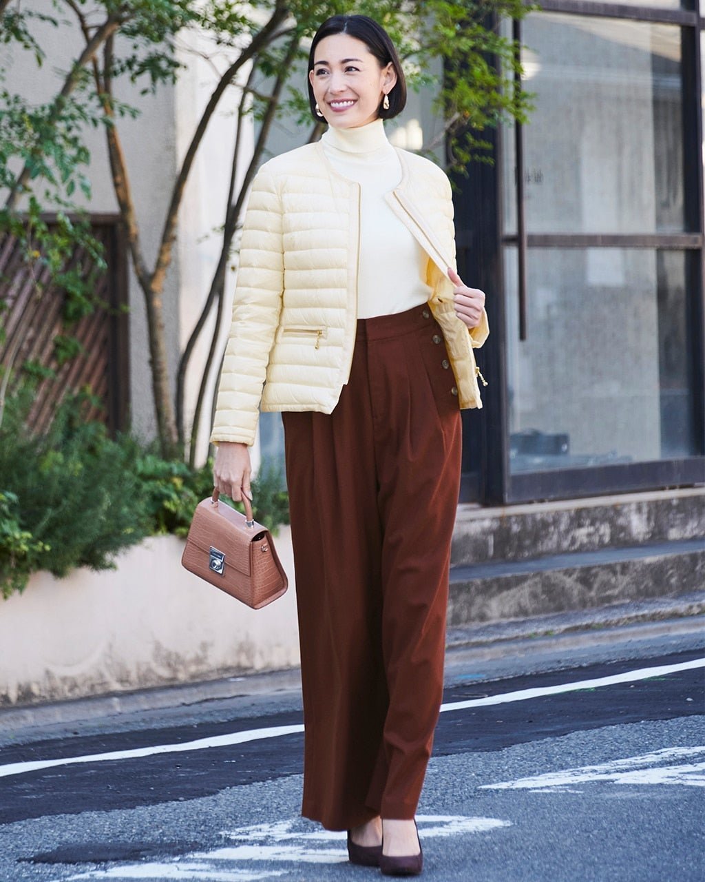 【ドゥクラッセ/DoCLASSE】のウールライク・ボタンタックワイド インテリア・キッズ・メンズ・レディースファッション・服の通販 founy(ファニー) 　ファッション　Fashion　レディースファッション　Fashion for Women　パンツ　Pants & Trousers　洗える　Machine Washable　レンガ|ID: prp329100004635491 ipo3291000000033385443