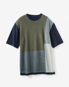 【ドゥクラッセ/DoCLASSE / MEN】のパネルボーダーニットソーTシャツ カーキパターン|ID: prp329100004635492 ipo3291000000033410040