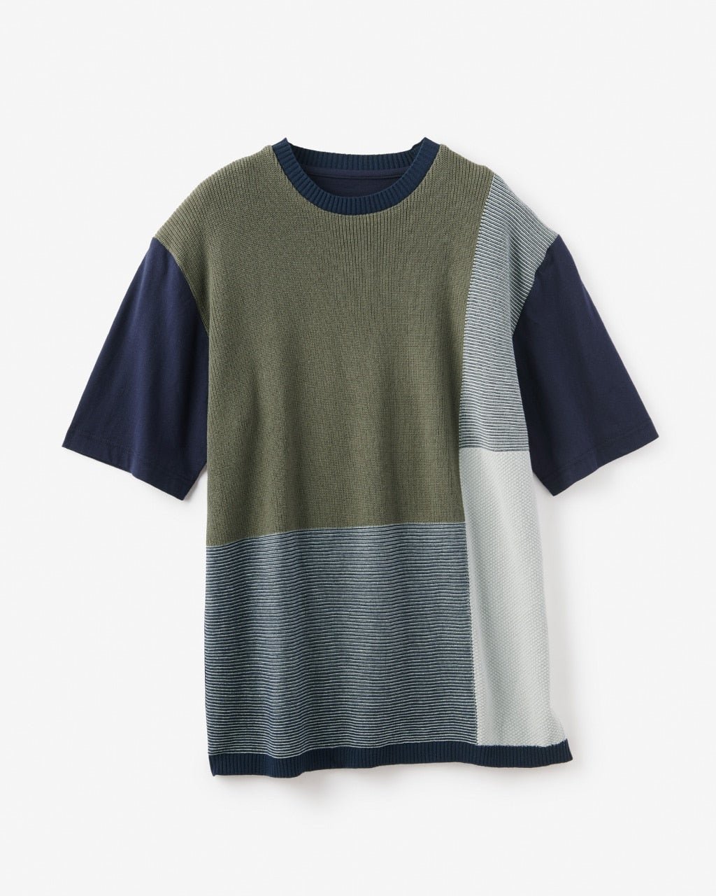 【ドゥクラッセ/DoCLASSE / MEN】のパネルボーダーニットソーTシャツ インテリア・キッズ・メンズ・レディースファッション・服の通販 founy(ファニー) 　ファッション　Fashion　メンズファッション　Fashion for Men　トップス・カットソー　Cut & Sew Tops　ニット・セーター / 定番トップス　Knit Tops & Sweaters　メンズシャツ　Shirts　ポロシャツ / きれいめカジュアルスタイル　Polo Shirts　カットソー　Cut and Sewn Top　ニットソー　Knit-Sewn, Cut & Sew Knit　フロント　Front, Front Design　ブロッキング　Color Blocking, Panel Design　メンズ　Men's, Menswear　カーキパターン|ID: prp329100004635492 ipo3291000000033410040