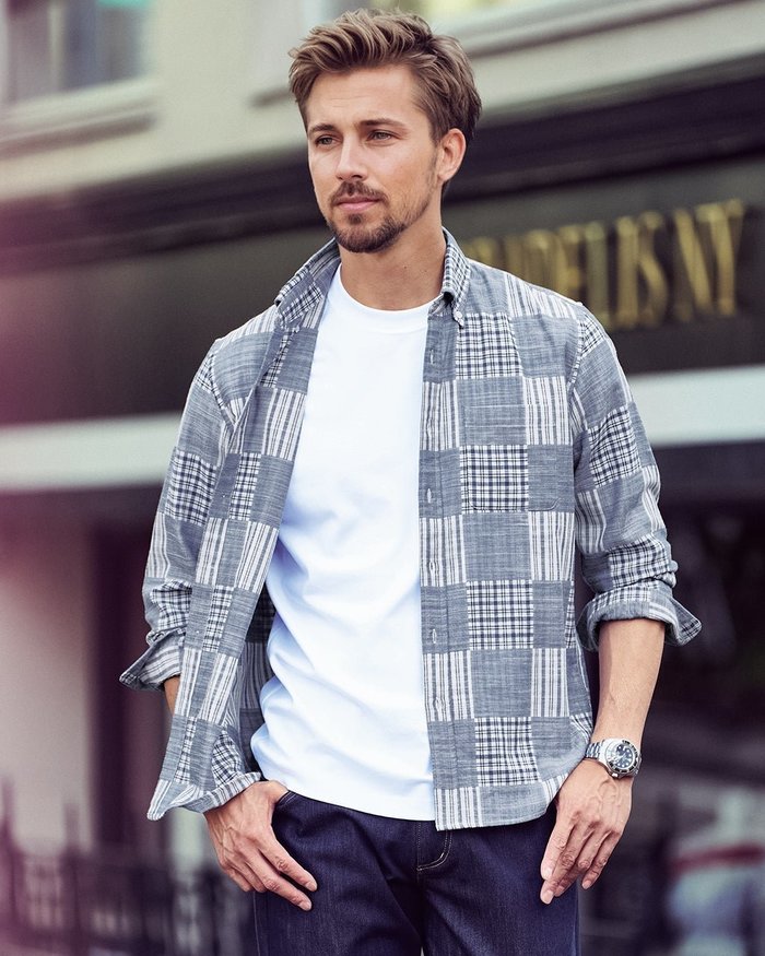 【ドゥクラッセ/DoCLASSE / MEN】の柔らかダブルガーゼ・パッチワークシャツ インテリア・キッズ・メンズ・レディースファッション・服の通販 founy(ファニー) https://founy.com/ ファッション Fashion メンズファッション Fashion for Men 新作・新入荷 New Arrivals / New In カーディガン Cardigan, Knitwear シャンブレー Chambray, Denim-Like Fabric シンプル Simple, Minimal ストライプ Stripe, Striped Pattern ダブル Double, Double-Breasted チェック Check, Plaid, Tartan パッチワーク Patchwork, Mixed Fabric メンズ Men's, Menswear 冬 Winter / This Winter 秋 Autumn |ID: prp329100004638379 ipo3291000000033430724