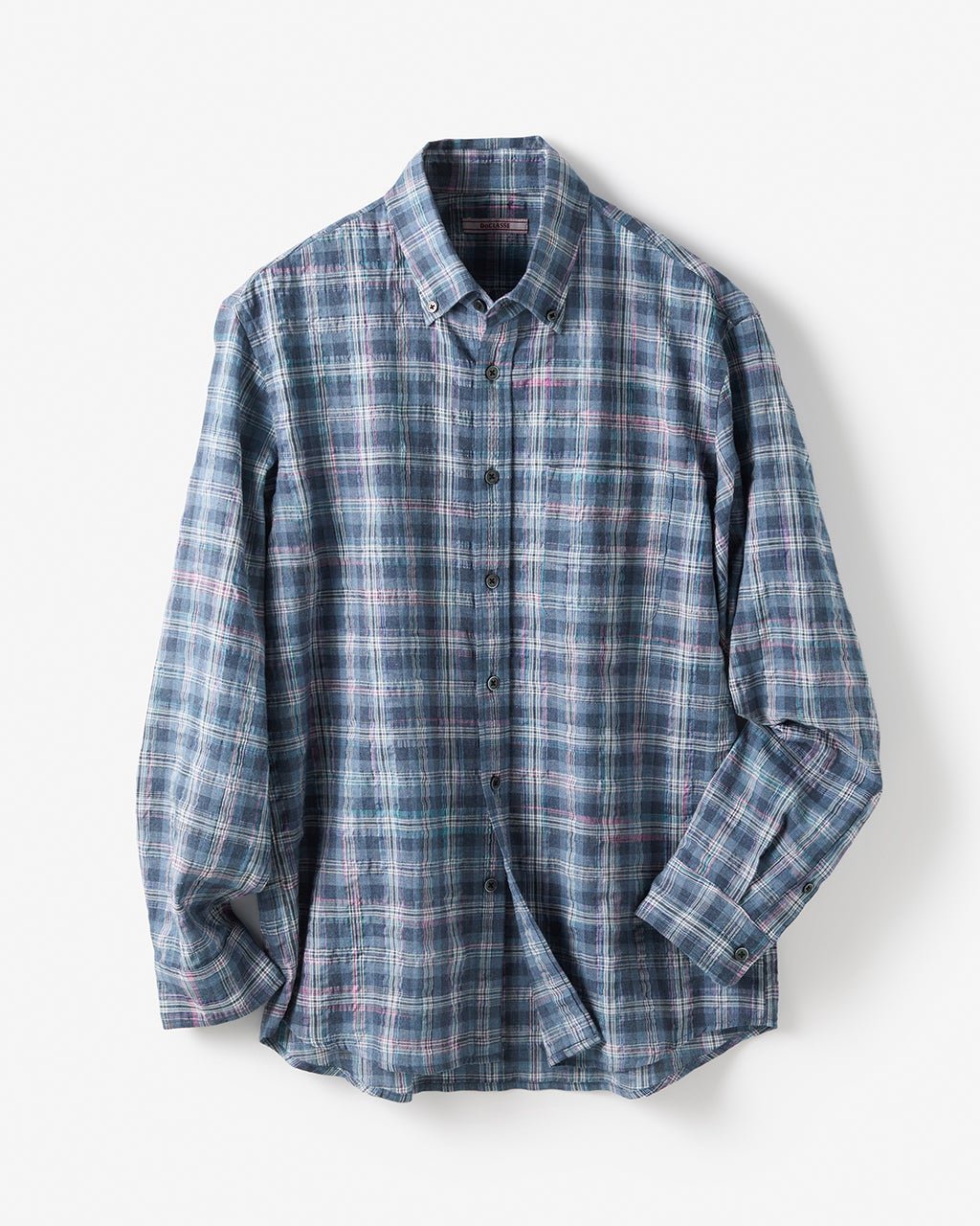 【ドゥクラッセ/DoCLASSE / MEN】のオータムカラー・サッカーシャツ インテリア・キッズ・メンズ・レディースファッション・服の通販 founy(ファニー) 　ファッション　Fashion　メンズファッション　Fashion for Men　新作・新入荷　New Arrivals / New In　オータム　Autumn Fashion　サッカー　Seersucker, Summer Fabric　チェック　Check, Plaid, Tartan　フィット　Fit, Slim Fit　プリーツ　Pleats, Pleated　ボックス　Boxy, Box Shape　メンズ　Men's, Menswear　ヨーク　Yoke, Yoke Design　秋　Autumn　ブルーチェック|ID: prp329100004638380 ipo3291000000033430731