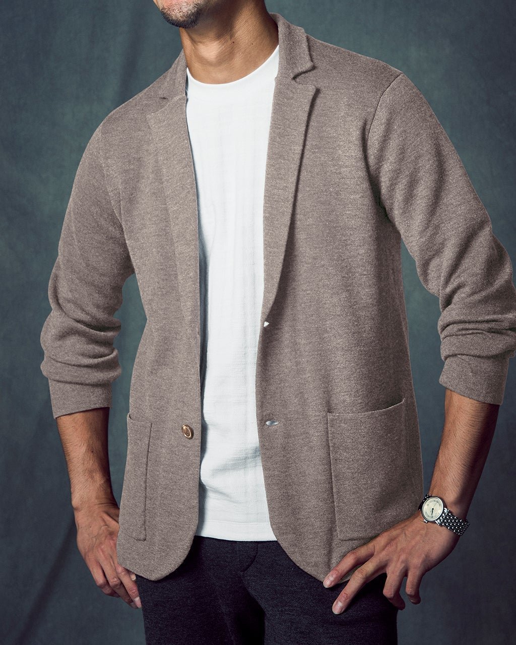 【ドゥクラッセ/DoCLASSE / MEN】の着心地ライトニット万能ジャケット インテリア・キッズ・メンズ・レディースファッション・服の通販 founy(ファニー) 　ファッション　Fashion　メンズファッション　Fashion for Men　新作・新入荷　New Arrivals / New In　カーディガン　Cardigan, Knitwear　ジャケット　Jacket, Outerwear　ストレッチ　Stretch, Stretchy Fabric　スラックス　Slacks, Dress Pants　デニム　Denim, Jeans Material　ビジネス 仕事 通勤　Business / Work / Commuting　ベスト　Vest, Waistcoat　ボーダー　Border, Stripe　メンズ　Men's, Menswear　人気　Popular, Best Seller　無地　Plain, Solid Color　グレージュ|ID: prp329100004638386 ipo3291000000033430778