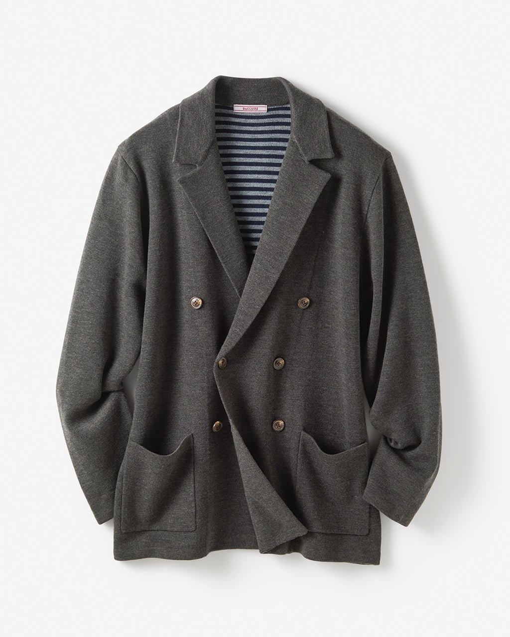 【ドゥクラッセ/DoCLASSE / MEN】の着心地ライトニット万能ジャケット/ダブル インテリア・キッズ・メンズ・レディースファッション・服の通販 founy(ファニー) 　ファッション　Fashion　メンズファッション　Fashion for Men　新作・新入荷　New Arrivals / New In　カーディガン　Cardigan, Knitwear　ジャケット　Jacket, Outerwear　スラックス　Slacks, Dress Pants　ダブル　Double, Double-Breasted　ビジネス 仕事 通勤　Business / Work / Commuting　ベスト　Vest, Waistcoat　ボーダー　Border, Stripe　メンズ　Men's, Menswear　人気　Popular, Best Seller　無地　Plain, Solid Color　杢チャコール|ID: prp329100004638387 ipo3291000000033430784