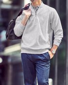 【ドゥクラッセ/DoCLASSE / MEN】の重ね着シャツ風ハーフジップ 杢グレー|ID: prp329100004638392 ipo3291000000033430819