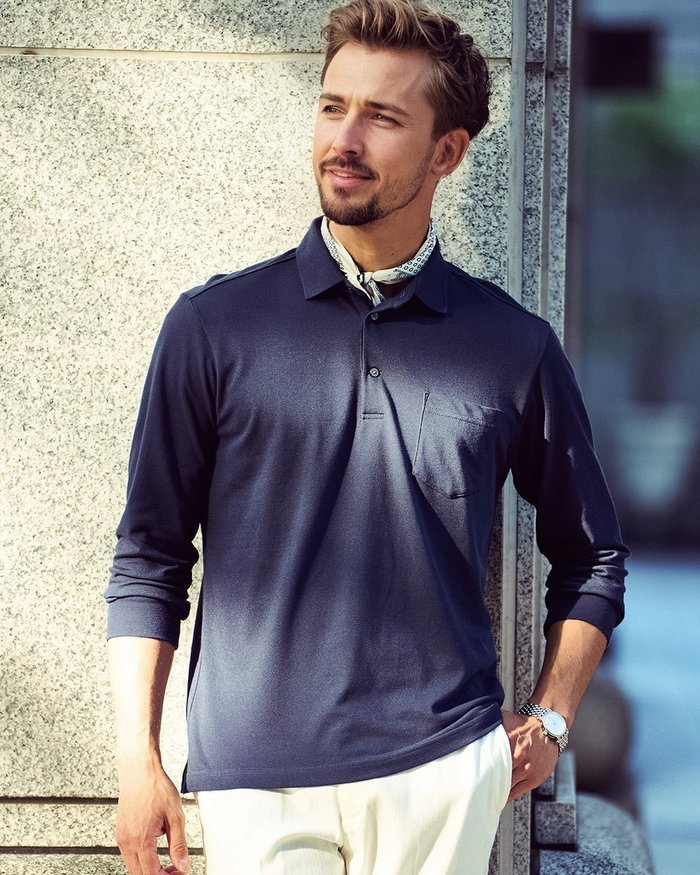 【ドゥクラッセ/DoCLASSE / MEN】のエクストラクリーン鹿の子ポロ 長袖 インテリア・キッズ・メンズ・レディースファッション・服の通販 founy(ファニー) https://founy.com/ ファッション Fashion メンズファッション Fashion for Men トップス・カットソー Cut & Sew Tops メンズシャツ Shirts ポロシャツ / きれいめカジュアルスタイル Polo Shirts 新作・新入荷 New Arrivals / New In メンズ Men's, Menswear 長袖 Long Sleeve, Full Sleeve 鹿の子 Piqué, Kanoko Fabric |ID: prp329100004638395 ipo3291000000033430838