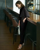 【ドゥクラッセ/DoCLASSE】のストレッチジョーゼット・ハイタックパンツ ブラック|ID:prp329100004638397