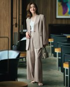 【ドゥクラッセ/DoCLASSE】のウール混サキソニー・タックワイドパンツ グレーベージュ|ID:prp329100004638398