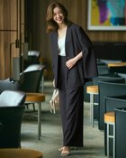 【ドゥクラッセ/DoCLASSE】のウール混サキソニー・タックワイドパンツ ダークネイビー|ID:prp329100004638398