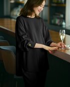 【ドゥクラッセ/DoCLASSE】のストレッチジョーゼット・ラウンドブラウス ブラック|ID: prp329100004638404 ipo3291000000033430916