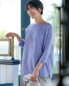【ドゥクラッセ/DoCLASSE】の高密度シルコットン・7分袖Tシャツ/63cm丈 サックス|ID:prp329100004638413