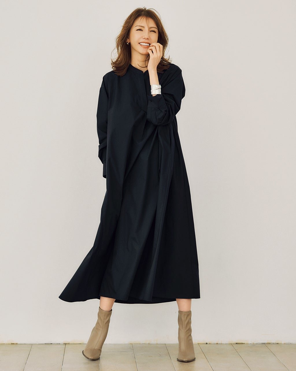 【ドゥクラッセ/DoCLASSE】のバンドカラー・コットン混シャツワンピース 人気、トレンドファッション・服の通販 founy(ファニー) 　ファッション　Fashion　レディースファッション　Fashion for Women　ワンピース　Dresses　シャツワンピース / 1枚で着映えコーデ　Shirt Dresses　新作・新入荷　New Arrivals / New In　なめらか　Smooth, Silky Texture　スキッパー　Skipper, Open Collar　ストライプ　Stripe, Striped Pattern　ドレープ　Drape, Draping Fabric　バイアス　Bias, Diagonal Cut　フェイス　Face, Facial Design　フレア　Flare, Flared　ポケット　Pocket, Pocket Detail　 other-1|ID: prp329100004638417 ipo3291000000033431005