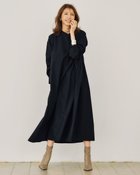 【ドゥクラッセ/DoCLASSE】のバンドカラー・コットン混シャツワンピース ミッドナイトブルー|ID:prp329100004638417