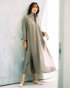【ドゥクラッセ/DoCLASSE】のバンドカラー・コットン混シャツワンピース オリーブ|ID:prp329100004638417