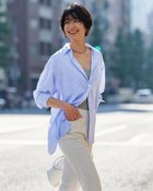 【ドゥクラッセ/DoCLASSE】のダブルポケット・ワイドカフスシャツ ブルーストライプ|ID:prp329100004638418