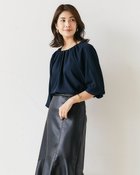 【ドゥクラッセ/DoCLASSE】のジョーゼット・バックリボンギャザーブラウス ミッドナイトブルー|ID:prp329100004638425