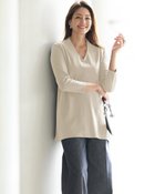 【ドゥクラッセ/DoCLASSE】の立体Vネック長め丈/8分袖・ドゥクラッセTシャツ アイスグレー|ID:prp329100004638428